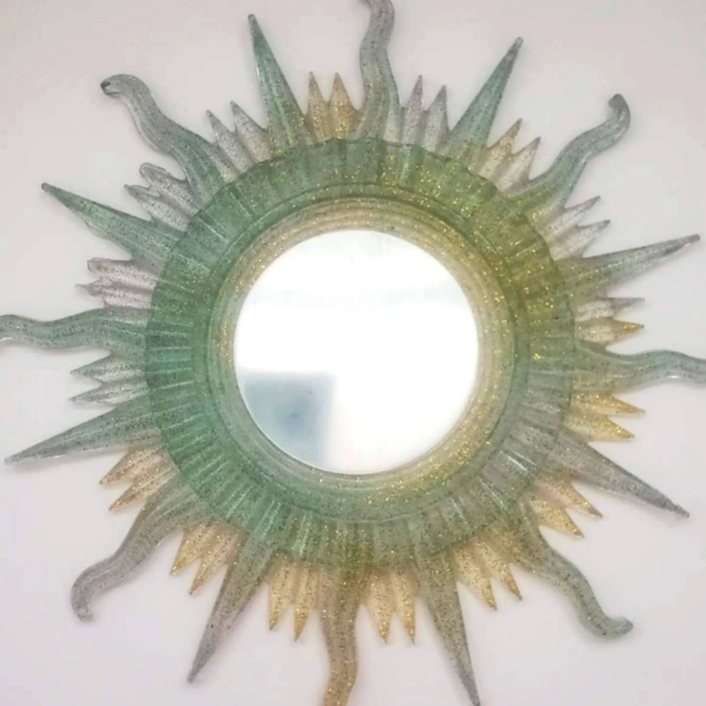 Green, black and gold sun mirror